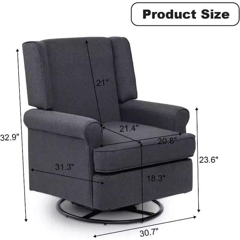 Fauteuil à bascule Acekool, pivotant à 360° et à bascule douce, siège rembourré pour maternité, chambre de bébé, salon et bureau