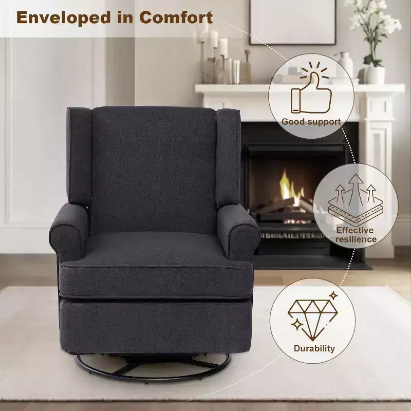 Fauteuil à bascule Acekool, pivotant à 360° et à bascule douce, siège rembourré pour maternité, chambre de bébé, salon et bureau