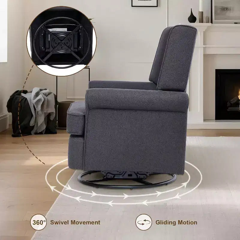 Fauteuil à bascule Acekool, pivotant à 360° et à bascule douce, siège rembourré pour maternité, chambre de bébé, salon et bureau