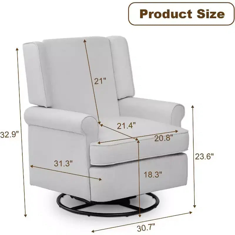 Fauteuil à bascule Acekool, pivotant à 360° et à bascule douce, siège rembourré pour maternité, chambre de bébé, salon et bureau