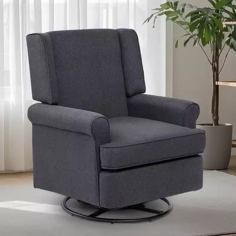 Acekool Swivel Glider Rocking Chair, 360 Rotation & Smooth Rock, Upholstered Maternity Seat for Nursery, Living Room & Office