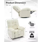 Fauteuil inclinable pivotant Acekool avec rotation à 360°, bascule à 30° et inclinaison à 135°, revêtement en chenille et cadre en acier pour petits espaces