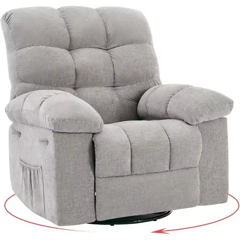 Fauteuil inclinable pivotant Acekool avec rotation à 360°, bascule à 30° et inclinaison à 135°, revêtement en chenille et cadre en acier pour petits espaces