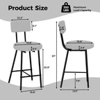 Tabourets de bar hauteur comptoir Acekool, siège rond rembourré en laine d'agneau, repose-pieds en métal, capacité de 158 kg, chaises d'îlot de cuisine