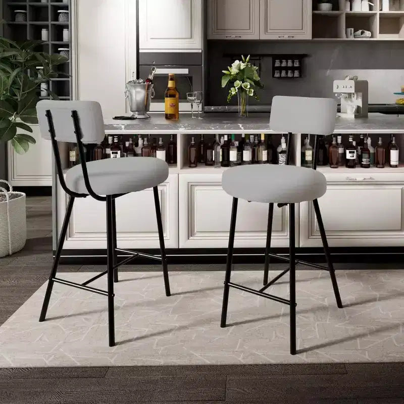 Tabourets de bar hauteur comptoir Acekool, siège rond rembourré en laine d'agneau, repose-pieds en métal, capacité de 158 kg, chaises d'îlot de cuisine