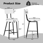 Tabourets de bar hauteur comptoir Acekool, siège rond rembourré en laine d'agneau, repose-pieds en métal, capacité de 158 kg, chaises d'îlot de cuisine