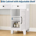 Acekool 42 Coiffeuse avec Miroir Éclairé, Station de Recharge, Plateau en Verre, Tiroir de Rangement, Tabouret Rembourré, pour Chambre à Coucher, Marron et Blanc