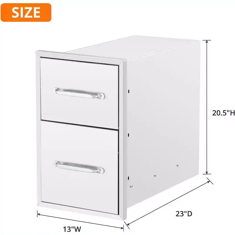 Tiroirs doubles d'accès en acier inoxydable de 40,6 cm l x 53,3 cm H x 58,4 cm P, pour cuisine extérieure, avec support à serviettes en papier, combo pour îlot de barbecue ou station de grillades