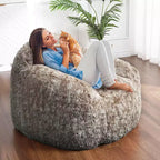 Pouf Géant Doux et Moelleux GustoWave avec Accoudoir pour Lecture Salon