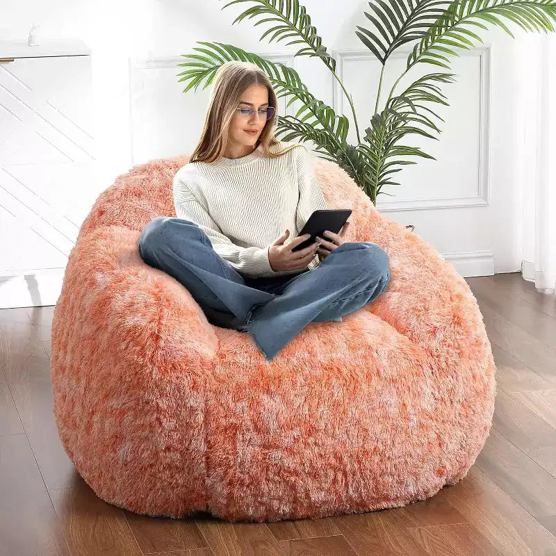 Pouf Géant Doux et Moelleux GustoWave avec Accoudoir pour Lecture Salon