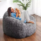 Pouf Géant Doux et Moelleux GustoWave avec Accoudoir pour Lecture Salon