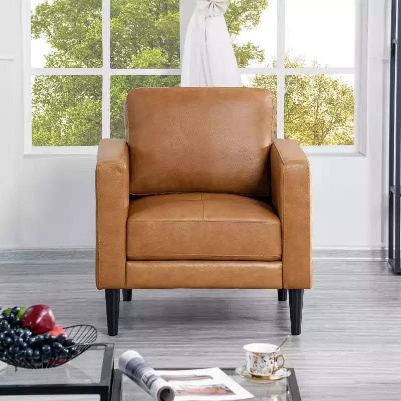 Ensemble de canapés, causeuses et fauteuils rembourrés Home Imports Emporium pour salon en cuir, couleur havane