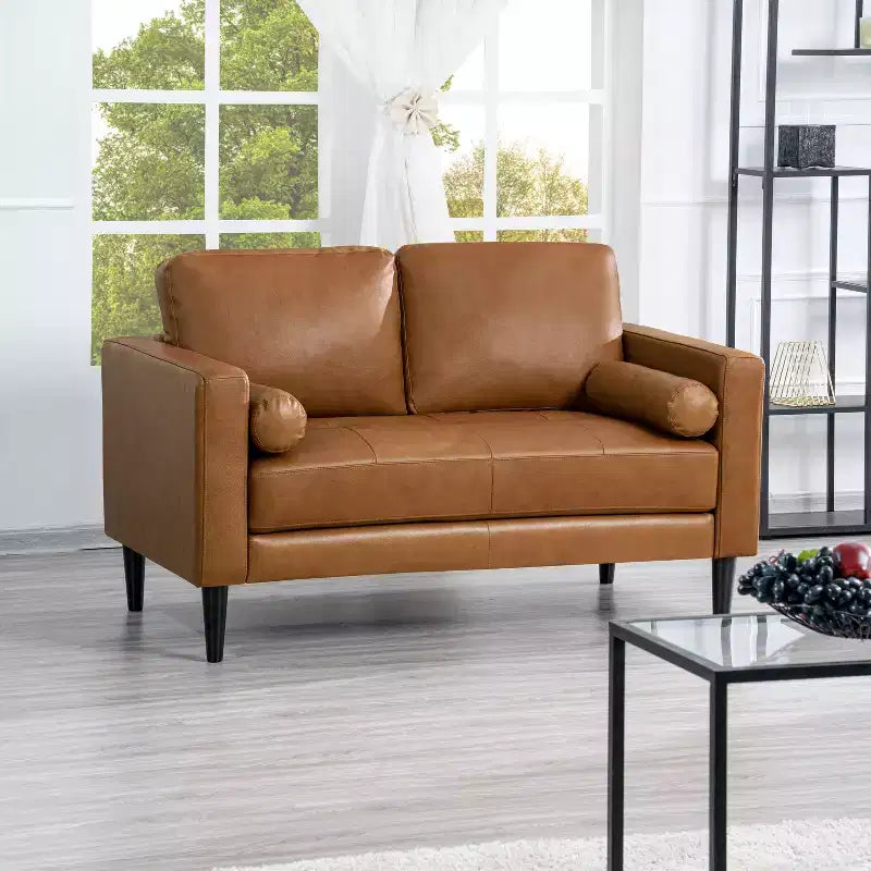 Ensemble de canapés, causeuses et fauteuils rembourrés Home Imports Emporium pour salon en cuir, couleur havane
