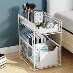 Rangement sous évier avec 2 tiroirs coulissants, organiseur en acier au carbone durable pour cuisine et salle de bain