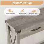 Schmal Console Table avec 2 Tiroirs, 110x30x80cm Table d'entrée avec Étagère, Table Basse Style Moderne Cadre Métallique