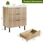 Commode cannelée à 3 tiroirs, large commode en bois, organisateur de tiroirs avec pieds en métal et dispositif anti-basculement