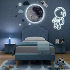 Cadre de lit simple Acekool, lit plateforme capitonné en velours avec tête de lit réglable, lattes en bois, montage facile, sans sommier, bleu clair