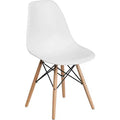 Summit Adventure Elon Series Plastic Modern Dining Chair with Wooden Legs, Mid-Century Modern Accent Chair for Dining Rooms and Offices, White