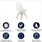 Chaise de salle à manger moderne en plastique Summit Adventure Elon Series avec pieds en bois, chaise d'appoint moderne du milieu du siècle pour salles à manger et bureaux, blanc