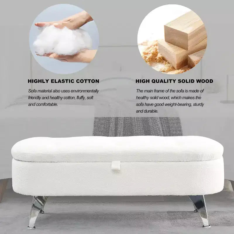 Banc de rangement TROPOW 1,16 m, banc ottoman rembourré avec rangement, pour le pied de lit dans la chambre à coucher, le salon
