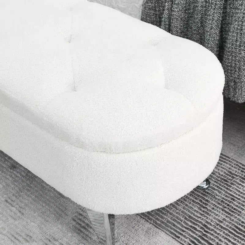 Banc de rangement TROPOW 1,16 m, banc ottoman rembourré avec rangement, pour le pied de lit dans la chambre à coucher, le salon