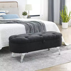 Banc de rangement TROPOW 1,16 m, banc ottoman rembourré avec rangement, pour le pied de lit dans la chambre à coucher, le salon