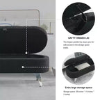 Banc de rangement TROPOW 1,16 m, banc ottoman rembourré avec rangement, pour le pied de lit dans la chambre à coucher, le salon