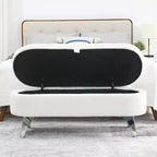 Banc de rangement TROPOW 1,16 m, banc ottoman rembourré avec rangement, pour le pied de lit dans la chambre à coucher, le salon