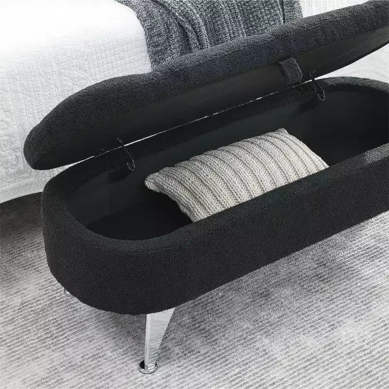 TROPOW 3.8ft Storage Ottoman Bench, Upholstered End of Bed Ottoman Bench with Storage Seating, for Foot in Bedroom, Living