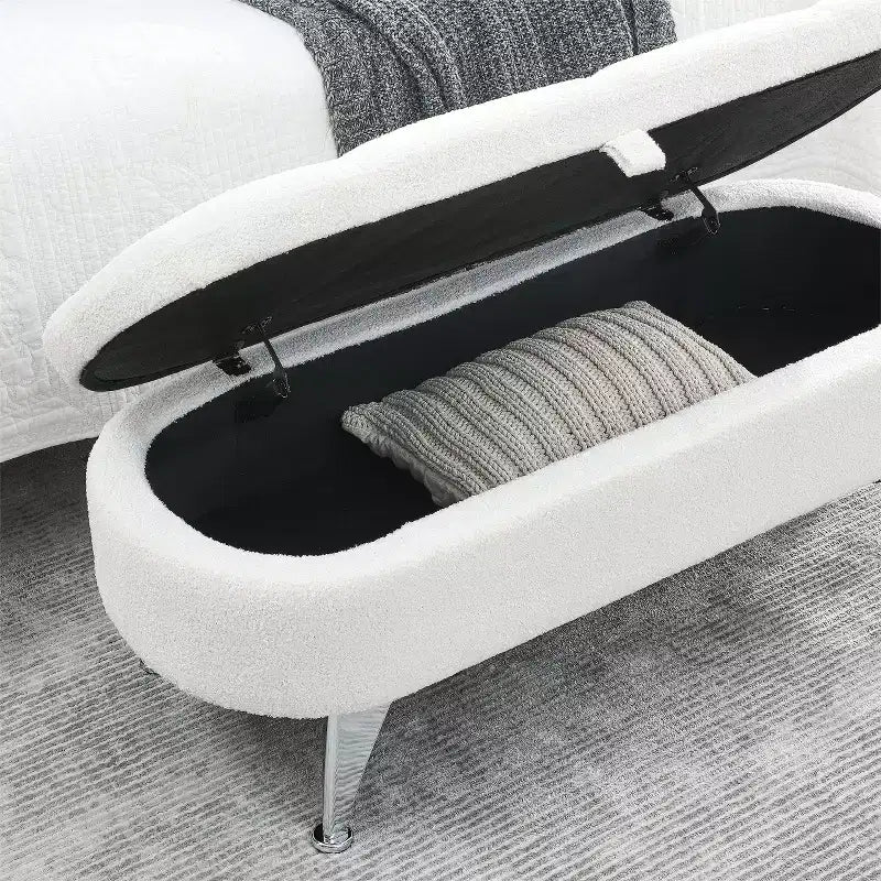 Banc de rangement TROPOW 1,16 m, banc ottoman rembourré avec rangement, pour le pied de lit dans la chambre à coucher, le salon