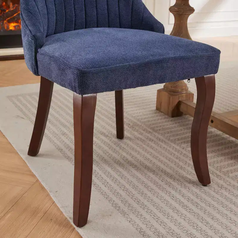 CLIHOME Lot de 2 chaises de salle à manger en rayonne flocage lin, chaises de cuisine avec canaux, chaise d'appoint confortable en tissu rembourré