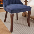 CLIHOME Lot de 2 chaises de salle à manger en rayonne flocage lin, chaises de cuisine avec canaux, chaise d'appoint confortable en tissu rembourré