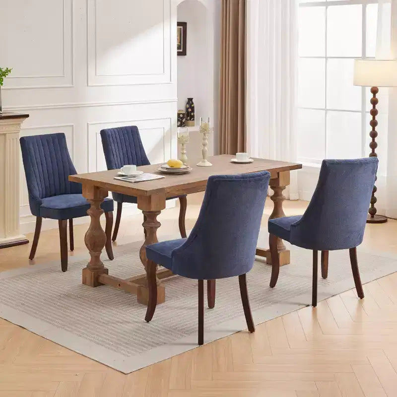 CLIHOME Lot de 2 chaises de salle à manger en rayonne flocage lin, chaises de cuisine avec canaux, chaise d'appoint confortable en tissu rembourré