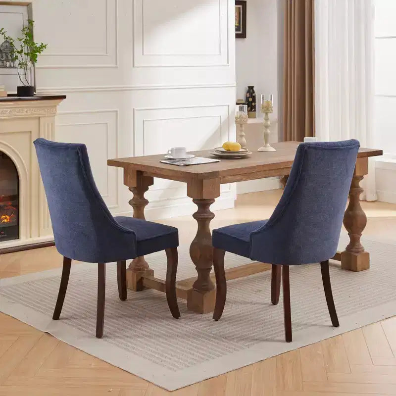 CLIHOME Lot de 2 chaises de salle à manger en rayonne flocage lin, chaises de cuisine avec canaux, chaise d'appoint confortable en tissu rembourré