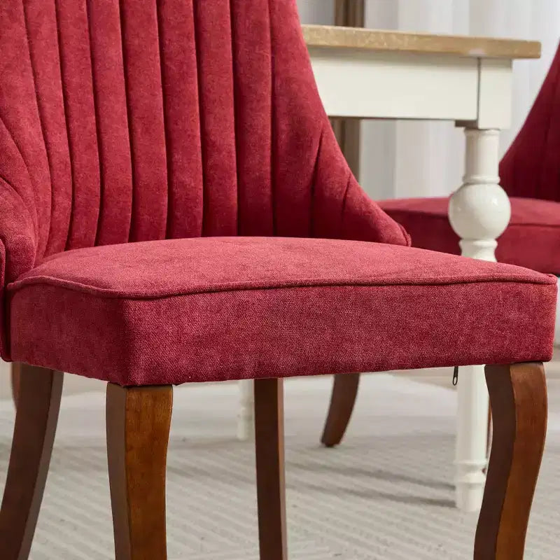 CLIHOME Lot de 2 chaises de salle à manger en rayonne flocage lin, chaises de cuisine avec canaux, chaise d'appoint confortable en tissu rembourré