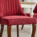 CLIHOME Lot de 2 chaises de salle à manger en rayonne flocage lin, chaises de cuisine avec canaux, chaise d'appoint confortable en tissu rembourré
