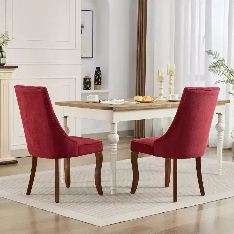CLIHOME Lot de 2 chaises de salle à manger en rayonne flocage lin, chaises de cuisine avec canaux, chaise d'appoint confortable en tissu rembourré
