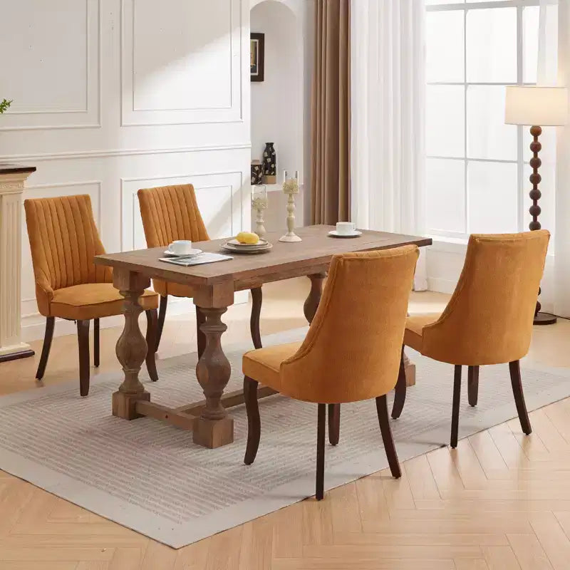 CLIHOME Lot de 2 chaises de salle à manger en rayonne flocage lin, chaises de cuisine avec canaux, chaise d'appoint confortable en tissu rembourré
