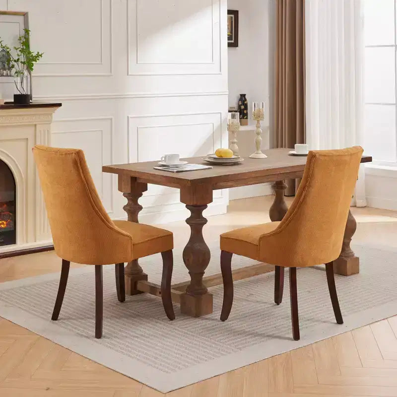 CLIHOME Lot de 2 chaises de salle à manger en rayonne flocage lin, chaises de cuisine avec canaux, chaise d'appoint confortable en tissu rembourré