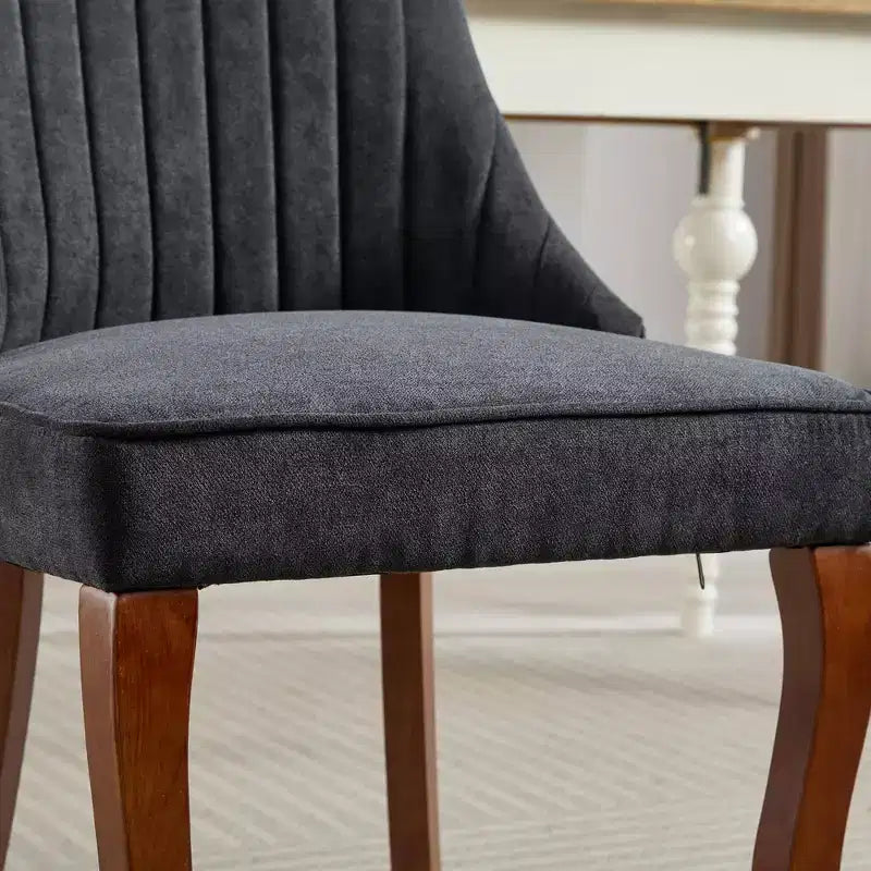CLIHOME Lot de 2 chaises de salle à manger en rayonne flocage lin, chaises de cuisine avec canaux, chaise d'appoint confortable en tissu rembourré