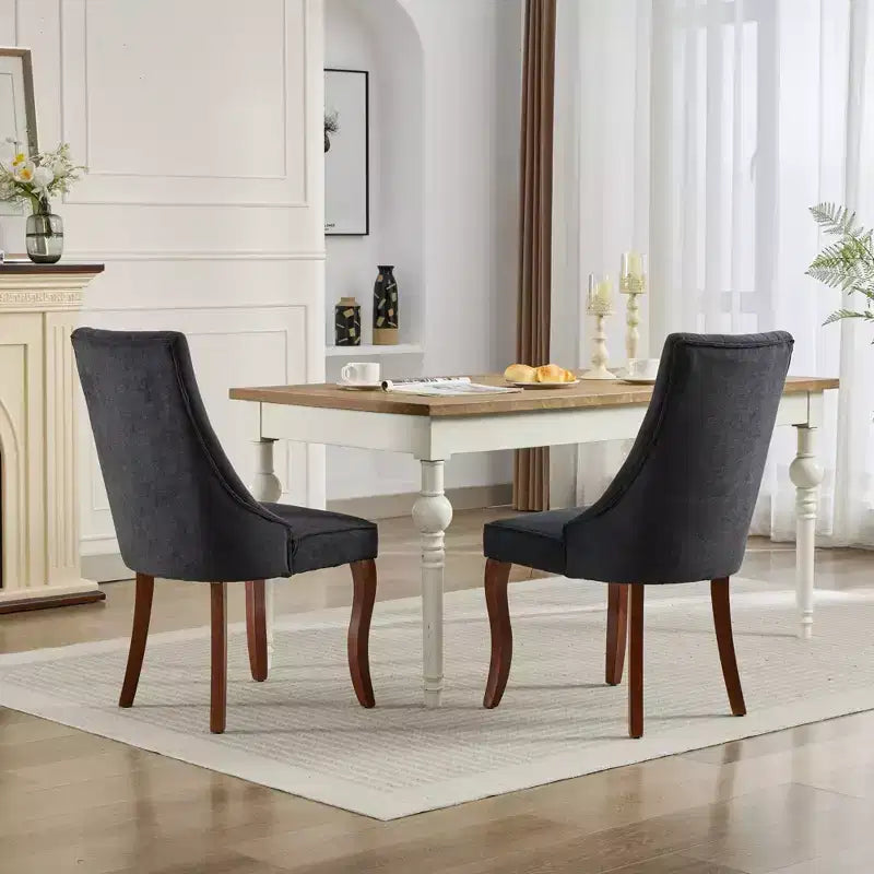 CLIHOME Lot de 2 chaises de salle à manger en rayonne flocage lin, chaises de cuisine avec canaux, chaise d'appoint confortable en tissu rembourré