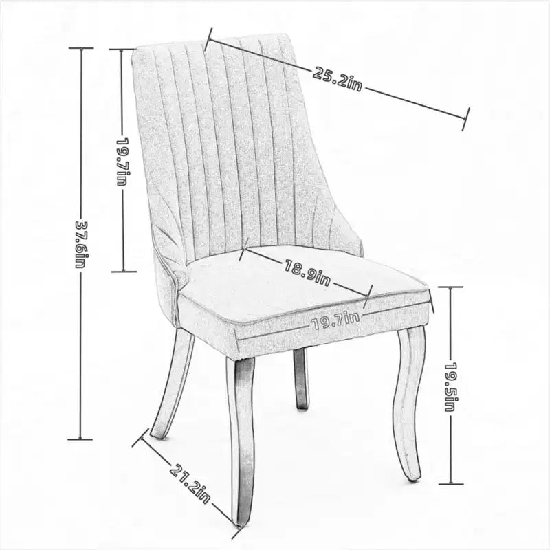 CLIHOME Lot de 2 chaises de salle à manger en rayonne flocage lin, chaises de cuisine avec canaux, chaise d'appoint confortable en tissu rembourré