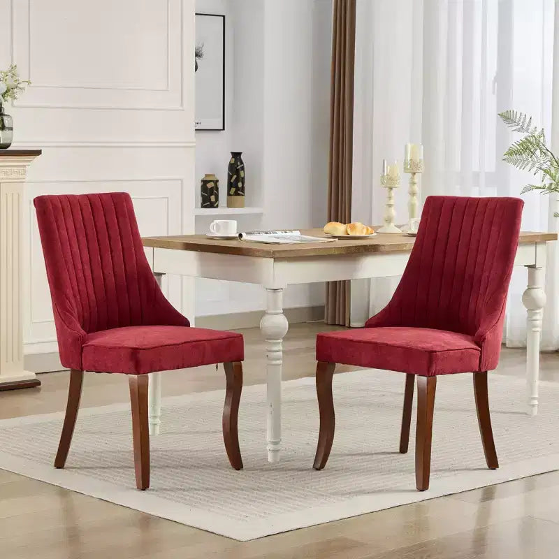 CLIHOME Lot de 2 chaises de salle à manger en rayonne flocage lin, chaises de cuisine avec canaux, chaise d'appoint confortable en tissu rembourré