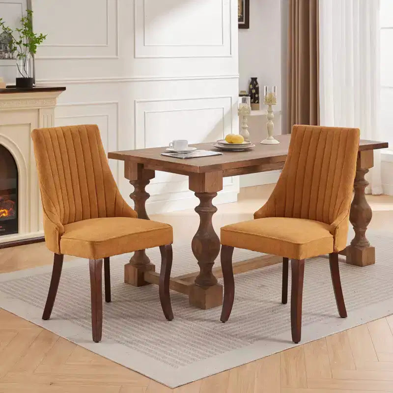 CLIHOME Lot de 2 chaises de salle à manger en rayonne flocage lin, chaises de cuisine avec canaux, chaise d'appoint confortable en tissu rembourré
