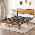 Alvantor Metal Platform Bed Frame with Headboard and Footboard 800LBS Support Wooden Slats No Box Spring Needed Storage Queen