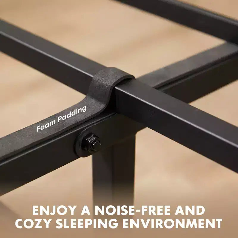 Alvantor Cadre de lit plateforme en métal avec tête et pied de lit 360 kg de support lattes en bois aucun sommier requis rangement Queen