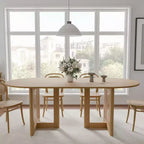 Table de salle à manger de cuisine de ferme moderne PexFix 67 x 33,5, table de cuisine ovale en chêne avec pieds tissés en rotin pour cuisine, bar, salon