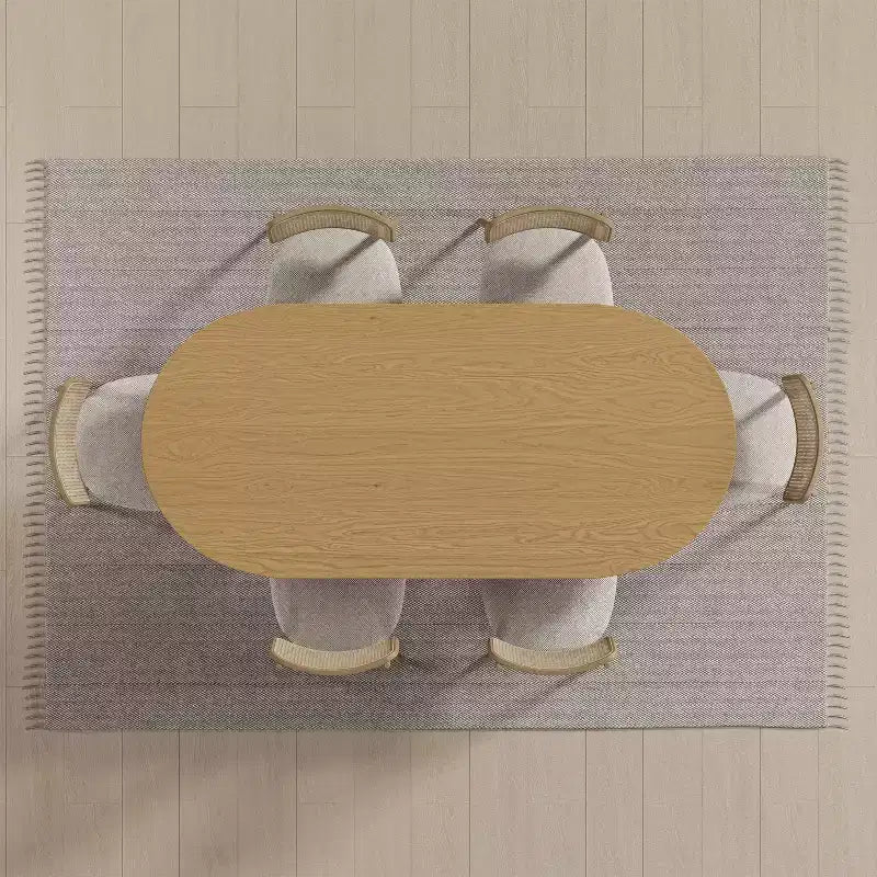 Table de salle à manger de cuisine de ferme moderne PexFix 67 x 33,5, table de cuisine ovale en chêne avec pieds tissés en rotin pour cuisine, bar, salon