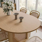 Table de salle à manger de cuisine de ferme moderne PexFix 67 x 33,5, table de cuisine ovale en chêne avec pieds tissés en rotin pour cuisine, bar, salon