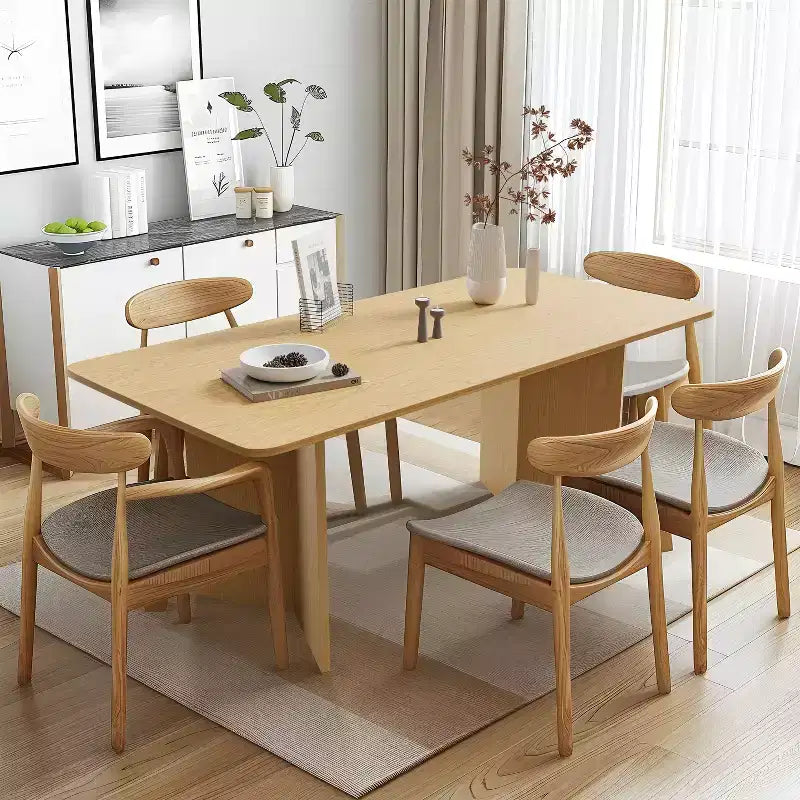 Table à manger PexFix 67 x 33,5 en bois massif naturel de style ferme avec pieds en V et plateau en bois carré pour salles à manger modernes et réunions de famille